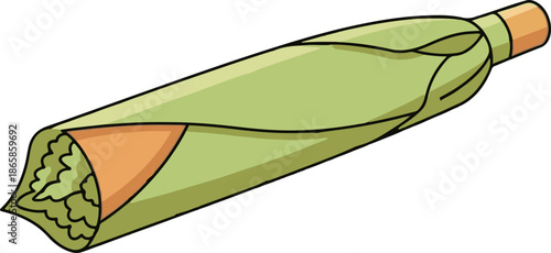 A stylized illustration of a corn cob, partially husked, revealing kernels within