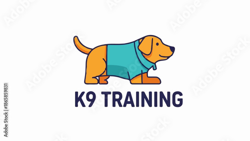 Adorable cartoon dog wearing a blue vest, ready for training
