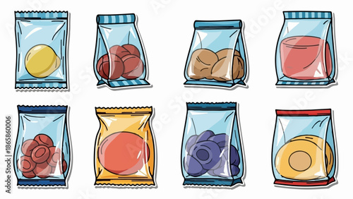 Variety of packaged snacks, including fruits, cookies, and berries