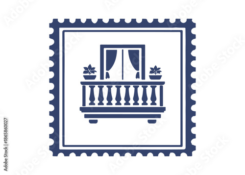 balcony postage stamp vector icon on a white background
Vector postage stamp on a white background