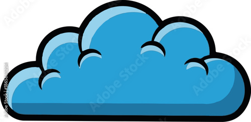 A stylized blue cloud with a thick black outline and a lighter blue shade within