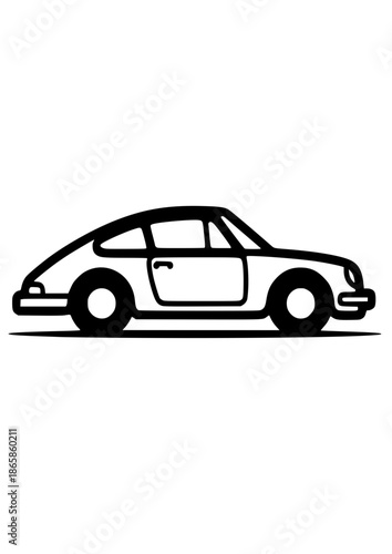 Stylish sports car icon in black and white on a light background for automotive concept