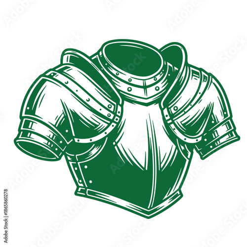 Green medieval knight armor torso chest plate with shoulder protection  historical metal protective gear