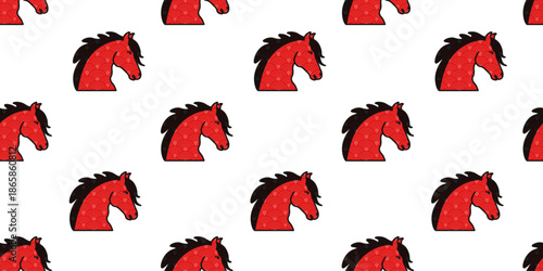 2026 Chinese New Year Zodiac animal seamless pattern design. Vector seamless background from abstract red horse. Ideal 2026 Chinese New Year wrapping paper design. EPS 10