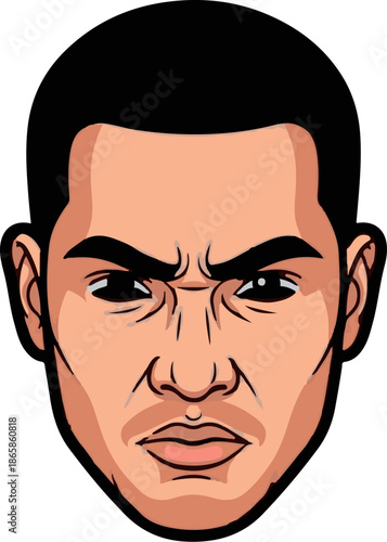 Cartoon face showing intense emotion with furrowed brow