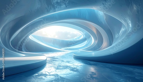 Abstract Blue and White Swirling Space
