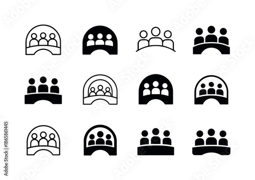 Inclusive Leadership Icons. Inclusive leadership. Icon set. Set Logo of Inclusive leadership: bridge icon. harmonious logo variations of the same emblematic