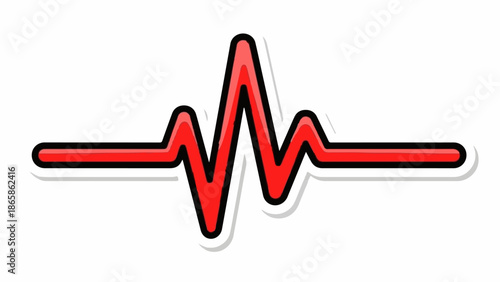A stylized red heartbeat line with a thick black outline and subtle shadow