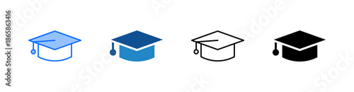 Graduation Cap Multiple Style Icon Set 