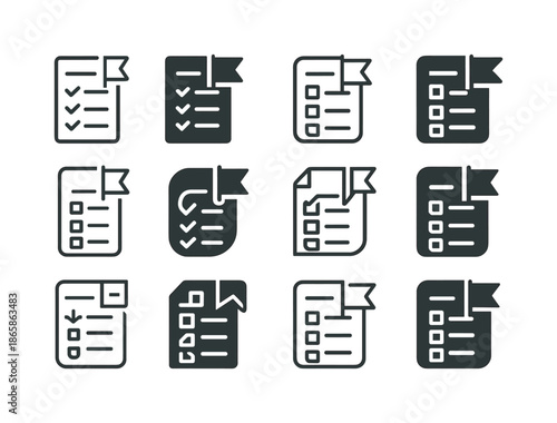 Weekly Goals Icon Set. Setting weekly goals and breaking them into smaller tasks. Icon set. Set Logo of Setting weekly goals and breaking them into smaller