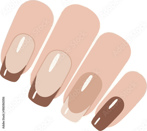 Stylized hand with French manicured nails in soft, earthy tones