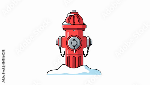 A red, snow-capped fire hydrant stands in a snowy landscape