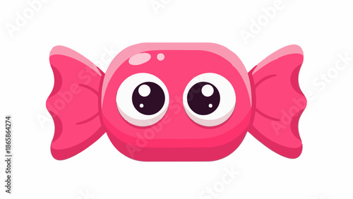 Cute pink candy with large, expressive eyes and twisted ends
