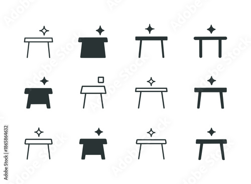 Minimalist Logo Collection. Minimalist lifestyle and decluttering trends. Icon set. Set Logo of minimalist lifestyle and decluttering trends: clean surface