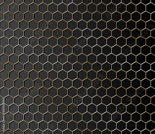 Seamless black geometric pattern with subtle gradients and metallic edges, ideal for luxury backgrounds, wallpapers, and modern design