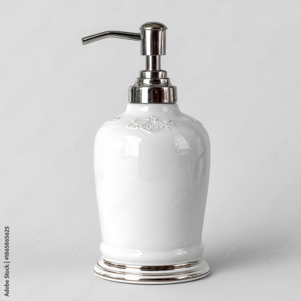 Obraz premium a white ceramic soap pump - isolated product photo