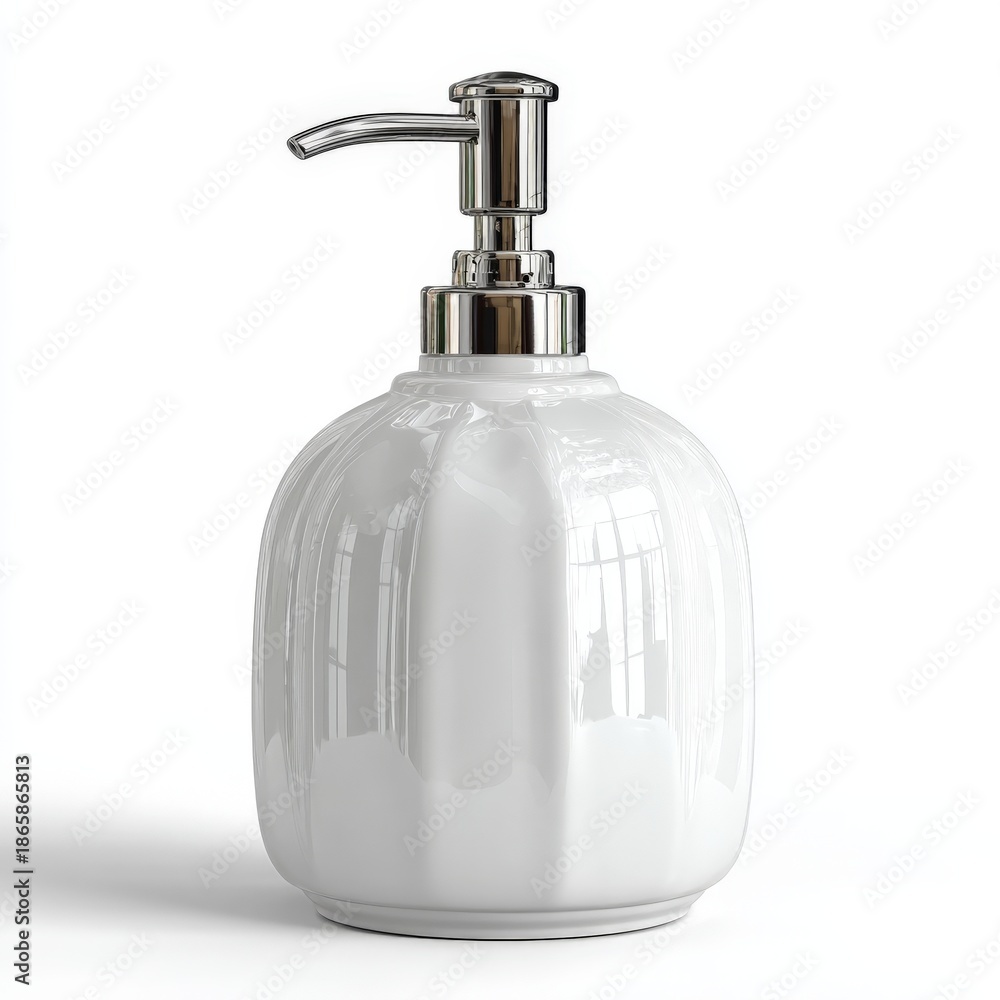 Fototapeta premium a white ceramic soap pump - isolated product photo