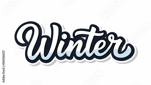 Stylized "Winter" in dark blue and white script with light blue accents and shadow