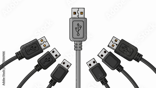 A central USB connector is surrounded by six others, radiating outwards like spokes