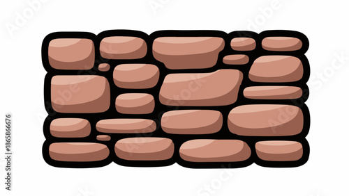 A cartoon stone wall with rounded, irregular shapes and a thick black outline