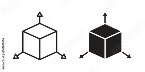 3D modeling icons set designed in filled, outline, line and stroke style