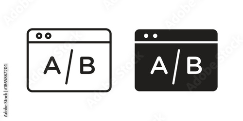 A B testing icons set designed in filled, outline, line and stroke style