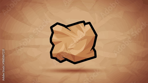 A crumpled paper bag floats against a textured, sepia-toned background