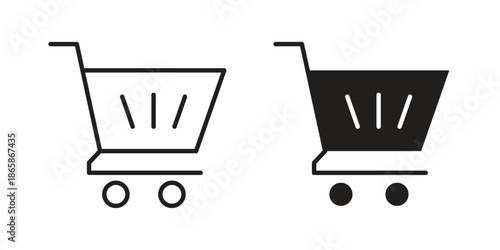 Add to cart icons set designed in filled, outline, line and stroke style