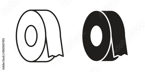 Adhesive tape icons set designed in filled, outline, line and stroke style