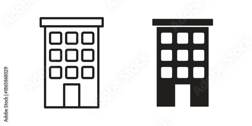 Apartment icons set designed in filled, outline, line and stroke style