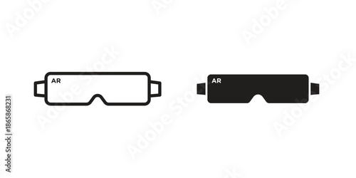 AR headset icons set designed in filled, outline, line and stroke style