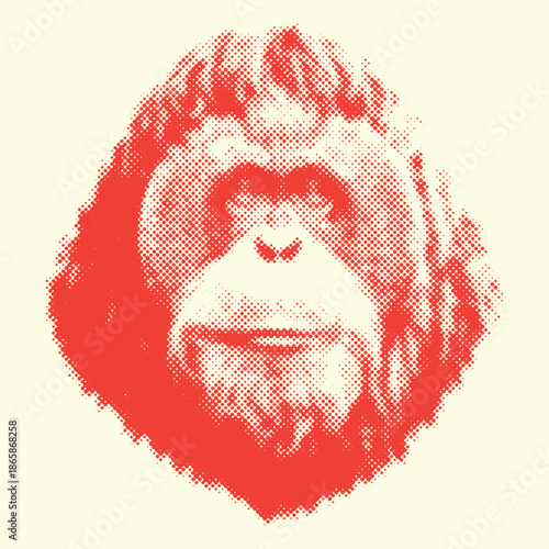 Orang Utan Halftone Vector