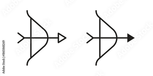 Archery icons set designed in filled, outline, line and stroke style