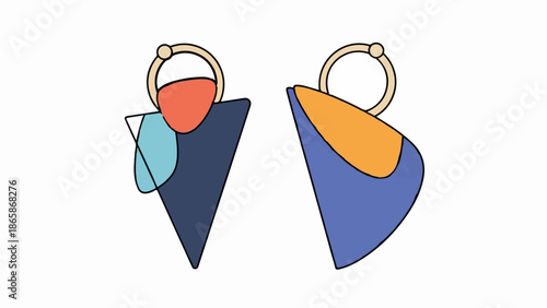Abstract geometric earrings with a modern artistic flair, featuring organic shapes and vibrant colors