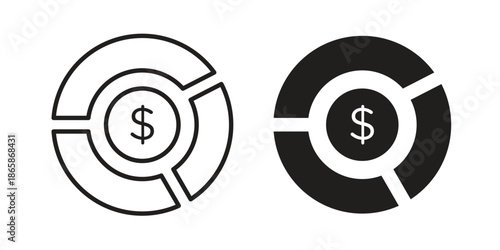 Asset allocation icons set designed in filled, outline, line and stroke style