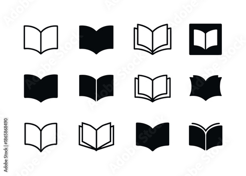 Knowledge Icon Variations. Knowledge. Icon set. Set Logo of knowledge: open book. harmonious logo variations of the same emblematic concept, each