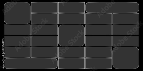 Futuristic transparent glass Bento Grid frames for website landing page. Digital banners UI templates design

