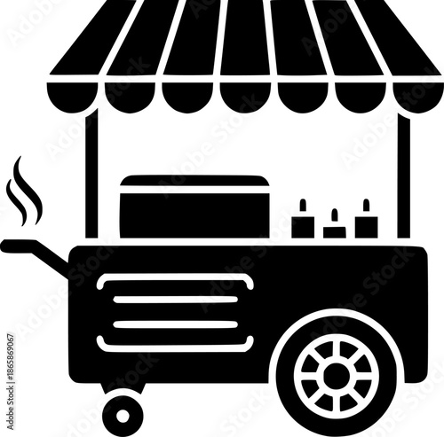 Street Food Cart Mobile Vendor Vector Silhouette