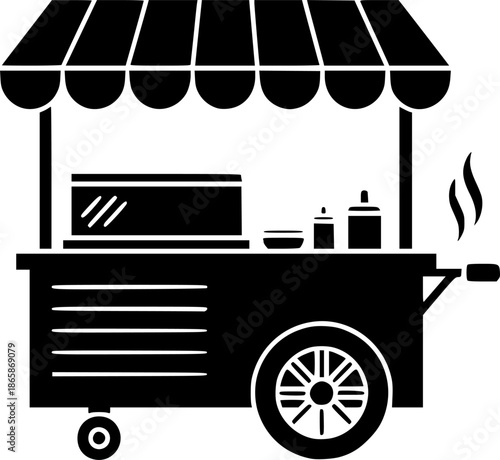 Street Food Cart Mobile Vendor Vector Silhouette