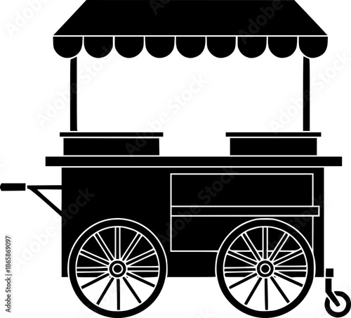 Street Food Cart Mobile Vendor Vector Silhouette