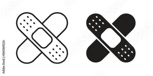 Band aid icons set designed in filled, outline, line and stroke style