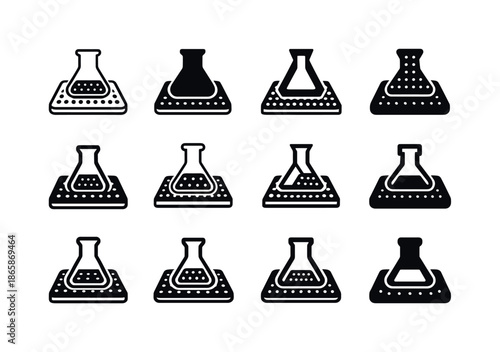 Lab Logo Variations. Laboratory floor. Icon set. Set Logo of laboratory floor: rubber mat texture. harmonious logo variations of the same emblematic concept,