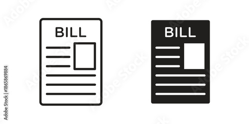 Bill paid icons set designed in filled, outline, line and stroke style