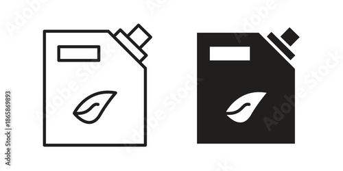 Biofuel canister icons set designed in filled, outline, line and stroke style