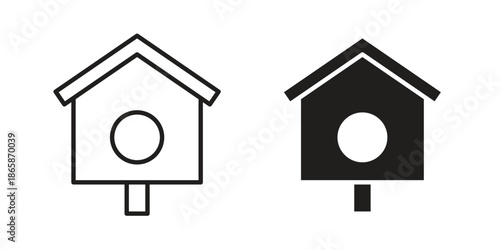 Bird house icons set designed in filled, outline, line and stroke style