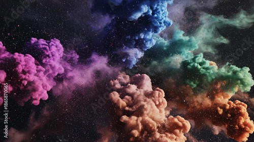 Chromatic Symphony: A kaleidoscope of vibrant hues swirls against a dark backdrop, creating an abstract spectacle of color and form, igniting creativity and inspiring the imagination.