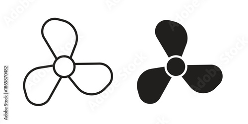 Boat screw icons set designed in filled, outline, line and stroke style