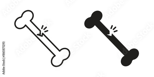 Broken bone icons set designed in filled, outline, line and stroke style