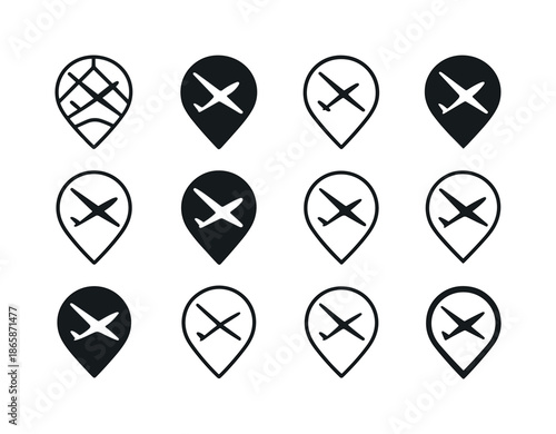 Gliding Logo Variations. gliding. Icon set. Set Logo of gliding: altitude marker. harmonious logo variations of the same emblematic concept, each