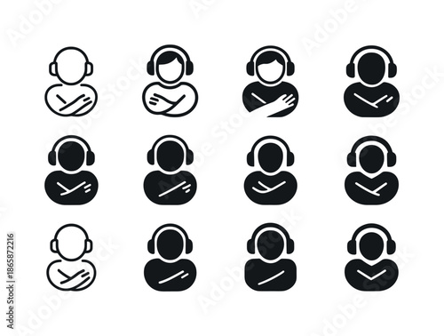 Solitude Logo Variations. Embracing Solitude and Personal Time. Icon set. Set Logo of Embracing Solitude and Personal Time: headphones representing a personal